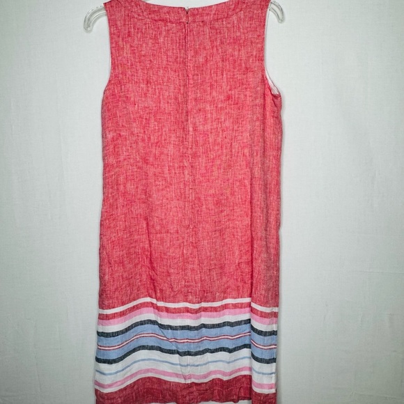 Talbots Linen Stripe Sleeveless Shift Dress Seaside Stripe Beach Coastal - Picture 6 of 12